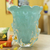 Hand blown art glass vase, 'Ruffled Blue Basket' (7 inch) - Brazilian Hand Blown Atlantic Blue Art Glass Vase 7 In Tall