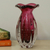 Handblown art glass vase, 'Tall Cherry Marmalade' (9 inch) - Brazilian Ruffled Deep Red Blown Art Glass Vase 9 Inch Tall thumbail