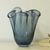 Hand blown art glass vase, 'Dappled Blue Twilight' - Blue Handblown Ruffled Art Glass Vase from Brazil thumbail