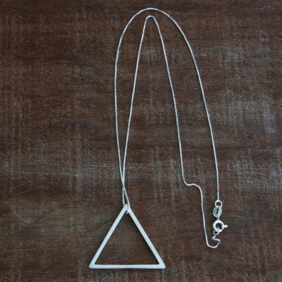 Sterling silver pendant necklace, 'Equilateral' - Triangle Pendant Necklace in Sterling Silver
