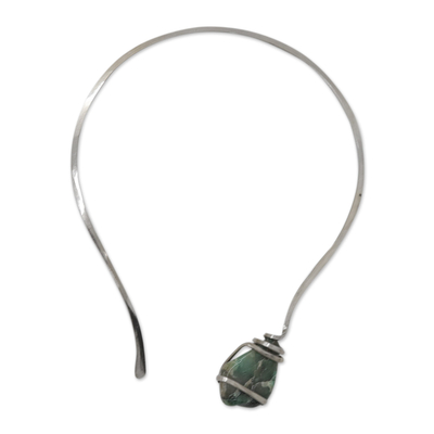 Collar de cuarzo - Collar de Acero Inoxidable con Cuarzo Verde Natural