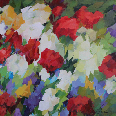 Impressionist Floral Portrait in Clear Bright Colors