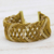 Gold-accented golden grass wristband bracelet, 'Glamorous Curves' - Handcrafted Golden Grass Bracelet thumbail