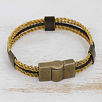 Golden grass wristband bracelet, 'Jalapao Rope' - Artisan Crafted Wristband Bracelet from Brazil