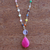 Collar con colgante de múltiples piedras preciosas - Collar brasileño de cuarzo rosa intenso y piedras preciosas Múltiples