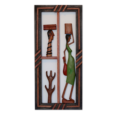 Panel en relieve de madera - Panel de relieve brasileño tallado a mano.