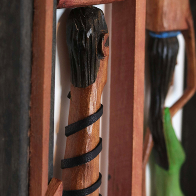 Panel en relieve de madera - Panel de relieve brasileño tallado a mano.