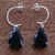 Onyx half-hoop earrings, 'Midnight Prism' - Onyx and Sterling Modern Half Hoop Earrings