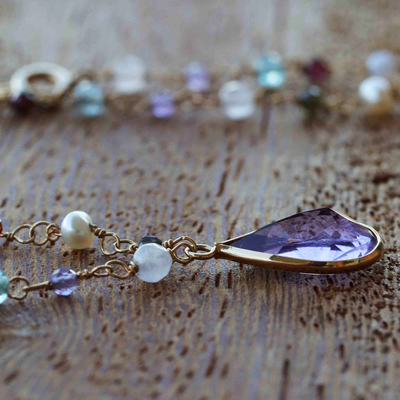 Multi-gemstone pendant necklace, 'Sweet Summer Dreams' - Amethyst Necklace from Brazil with 7 More Kinds of Gems