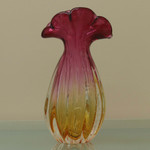 Handblown art glass vase, 'Tropical Blooms' ( 11 inch) - Brazil Handblown Ruffled Deep Red Art Glass Vase (11 Inch)