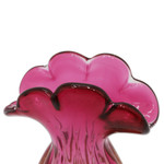 Handblown art glass vase, 'Tropical Blooms' ( 11 inch) - Brazil Handblown Ruffled Deep Red Art Glass Vase (11 Inch)