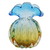 Handblown art glass vase, 'Tropical Sky' (11 inch) - Brazil Handblown Ruffled Blue-Amber Art Glass Vase (11 Inch)