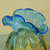 Vase aus mundgeblasenem Kunstglas, 'Tropical Sky'. - Brasilien mundgeblasene geraffte blau-braune Kunstglasvase