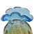 Handblown art glass vase, 'Tropical Sky' (11 inch) - Brazil Handblown Ruffled Blue-Amber Art Glass Vase (11 Inch)