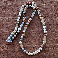 Jasper and agate beaded necklace, 'Brazilian Earth' - Beaded Jasper and Agate Necklace