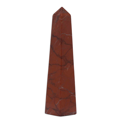 Jasper obelisk, 'Path to Liberty' - 8.5 Inch Brazilian Red Jasper Obelisk Sculpture