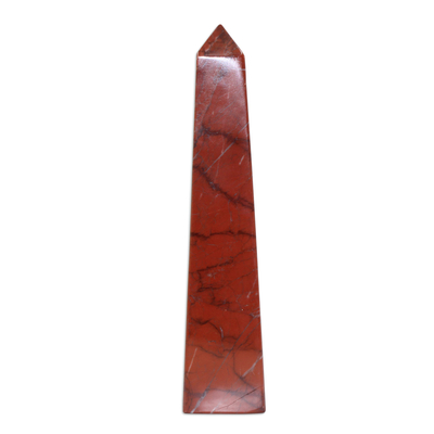 Obelisk aus Jaspis - 21,6 cm große brasilianische Obelisk-Skulptur aus rotem Jaspis