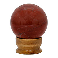Jasper sculpture, 'Calming Orb' - Polished Jasper Sculpture with Cedar Wood Stand