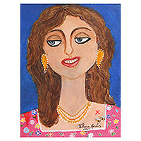 'Deri' - Colorido retrato brasileño de una pintura de mujer