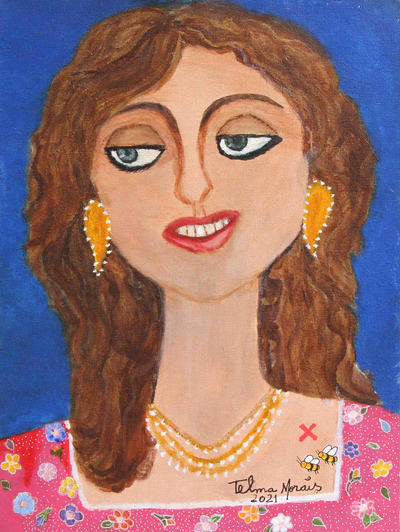 Colorful Brazilian Portrait of a Woman Painting