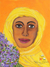 'Gardener's Flowers' - Acryl auf Leinwand Naif-Gemälde von Frau und Blumen