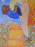 'Sarida, el ángel gitano' - Retrato de pintura de ángel gitano naif firmada de Brasil