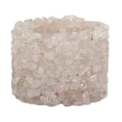Rose Quartz Tealight Candle Holder Crafted in Brazil