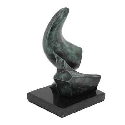 Escultura de bronce - Escultura Brasileña Abstracta de Bronce con Base de Granito