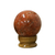 Calcite sculpture, 'Warm Energy' - Little Orange Calcite Ball Sculpture with Cedar Wood Stand
