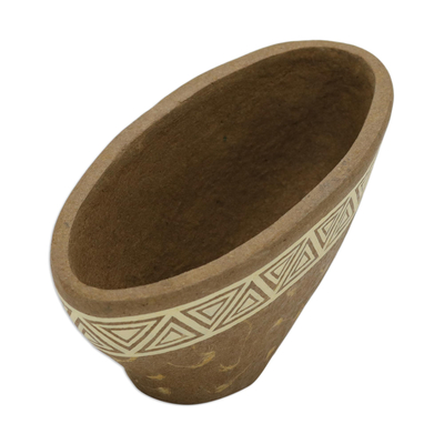 Papier mache decorative bowl, 'Eco-Friendly Triangles' - Recycled Papier Mache Decorative Bowl from Brazil