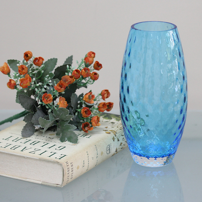 Kunstglasvase - Handgefertigte blaue Kunstglasvase im Murano-Stil aus Brasilien