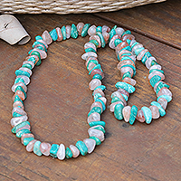 Amazonite beaded necklace, 'The Sea' - Brazilian Handmade Amazonite and Agate Beaded Necklace