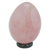 Escultura de cuarzo rosa - Escultura de huevo de cuarzo rosa brasileño con base de anillo de hematites