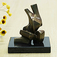 Bronze sculpture, 'Joy' (2022) - Bronze Sculpture Abstract Figure from Brazil