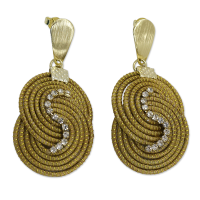 Golden Grass Dangle Earrings with 18k Gold Accents