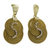 Gold-accented golden grass dangle earrings, 'Golden Snails' - Golden Grass Dangle Earrings with 18k Gold Accents