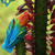 Wood ornaments, 'Natural Hummingbirds' (set of 5) - Set of 5 Pine Wood Hummingbird Ornaments in colourful Tones