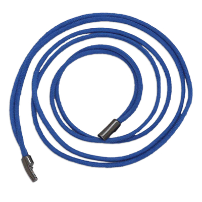 Wickelarmband aus Wildleder - Blaues Wildleder-Wickelarmband mit Doppelsträngen aus Brasilien
