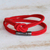 Suede wrap bracelet, 'Celtic Charm' - Red Suede Wrap Bracelet with Celtic Knot and Double Strands (image 2) thumbail