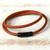 Leather wrap bracelet, 'Rust Delight' - Leather Wrap Bracelet with Magnetic Clasp Handmade in Brazil (image 2) thumbail