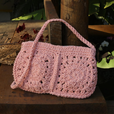 Bolso tejido en hilo de algodon al crochet