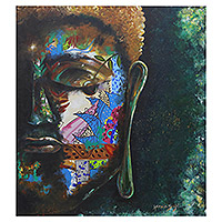 'el buda' (2022) - proyecto de paz mundial acrílico expresionista pintura de buda