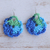 Pendientes colgantes de ganchillo, 'Azure Glints' - Pendientes colgantes de algodón azul con diseño de ganchillo
