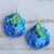Crocheted dangle earrings, 'Azure Glints' - Azure Cotton Dangle Earrings with Crocheted Design
