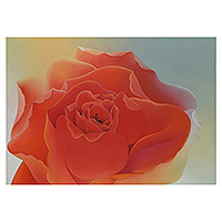 'Nectar of Life' (2021) - Peace Rose Pintura estirada firmada de flor simbólica