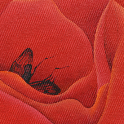 'Nectar of Life' (2021) - Peace Rose Signed Stretched Painting of Symbolic Flower