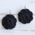 Gehäkelte Ohrringe, 'Dark Floral Sense', baumelnd - Blumige Ohrringe aus Baumwolle mit schwarzem Häkelmuster