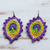 Crocheted dangle earrings, 'Imperial Peacock' - Crocheted Peacock Cotton Dangle Earrings in Imperial Purple