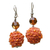 Crystal beaded crocheted dangle earrings, 'Orange Wealth' - Crocheted Orange Cotton Dangle Earrings with Crystal Beads