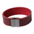 Leather wristband bracelet, 'Crimson Sophistication' - Crimson Leather Wristband Bracelet with Magnetic Clasp thumbail